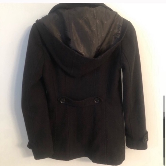 Guess Black Wool Peacoat ✅Offers - Picture 6 of 8